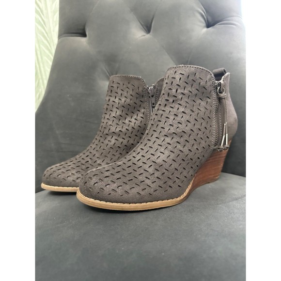 Report Dark Gray Wedge Perforated Booties Woman 6.5 - Picture 2 of 5